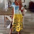 thumbnail image 1 of SMihono Robe Maxi Bohème d'Été pour Femmes Grande Taille Mode Femmes Été Décontracté Manches Courtes Col en V Robe Imprimée Florale Robe de Plage, 1 of 5