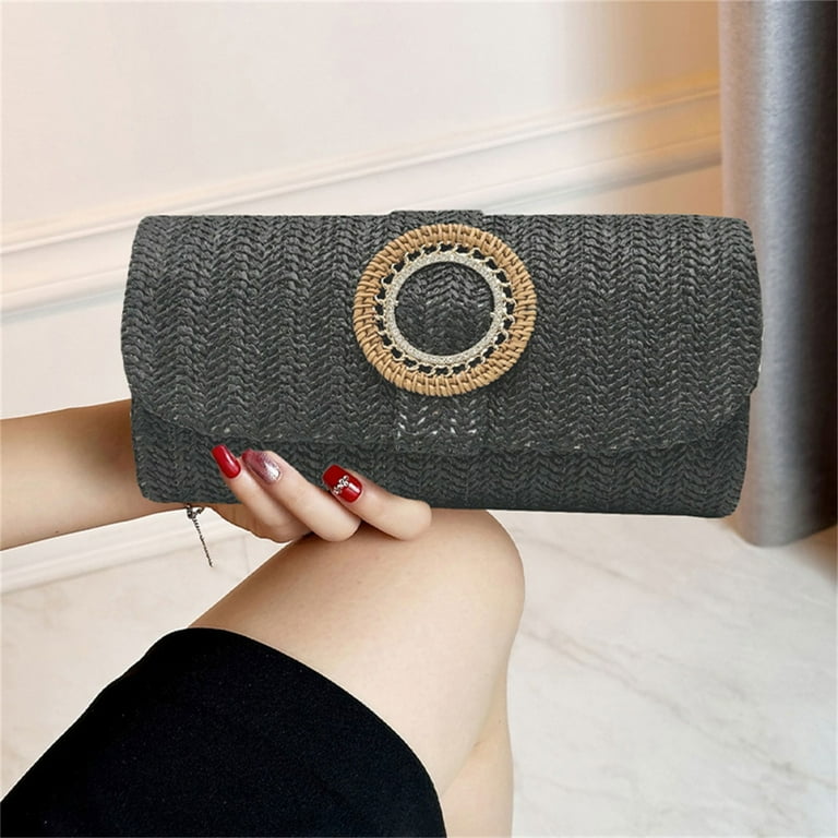 Straw Clutch Purse Women Summer Beach Handbag Envelope Wallet Crossbody Straw Clutch Purses Women Summer Beach Straw Purse Woven  main image 3