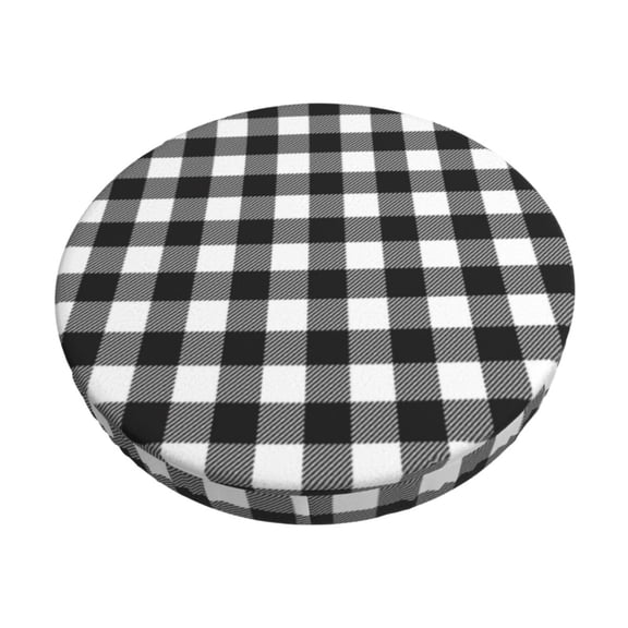 Honeii Black White Plaid Bar Stool Covers – Perfect Fit for 12" to 14" Round Stools, Crease-Resistant, Stretchy, Washable & Dustproof Seat Slipcovers-12 inch