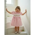 thumbnail image 4 of Toddler Little Baby Girl Easter Outfit Bunny Embroidery Smocked Dress Short Sleeve Doll Collar Bow Plaid Easter Dress Cute Summer Clothes, 4 of 9