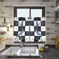 thumbnail image 4 of Yayeee Kitchen Curtains Tier Pair Light Filtering 27"x24" Rod Pocket Short Cafe Window Panel, Blue Cat Stars, 4 of 7