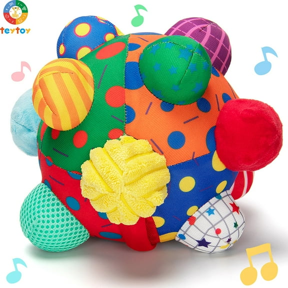 teytoy Baby Music Shake Dancing Ball Toy, Developmental Bumpy Ball Sensory Soft Toys, Easy to Grasp Bumps Help Develop Motor Skills for Girls and Boys Ages 12 Months and Up