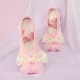 thumbnail image 2 of Xfvqtps Ballet Shoes for Girls Soft Sole Non Slip Cross Elastic Straps Lace Bow Pearl Decor Satin Dance Shoes for Gymnastics Performance Pink, 2 of 9