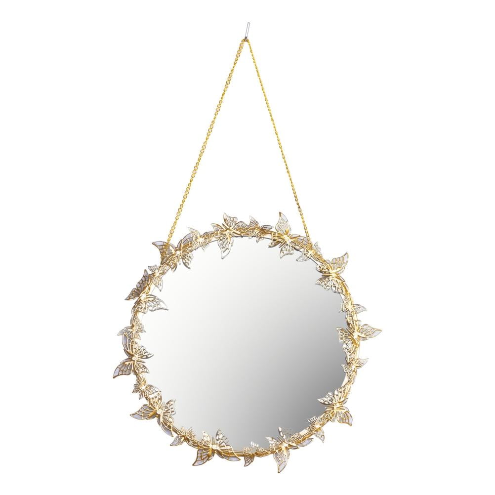 Golden Hanging Mirror Golden Butterfly Wall Hanging Makeup Mirror with