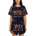 thumbnail image 1 of Fotbe 2025 Happy New Year 3 Conjunto de Pijama Estampado para Mujer, 2 Piezas, Ropa de Dormir con Camiseta de Manga Corta y Shorts Suaves-4X-Large, 1 of 6