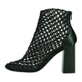 thumbnail image 2 of FSJ Women Closed Toe Woven Ankle Boots Zipper Back Block High Heel Booties Fashion Party Casual Dress Sandals Size 15 Green, 2 of 3