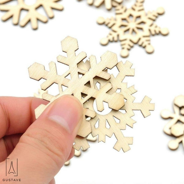 Gustave 10Pcs Christmas Wooden Snowflakes Ornaments DIY Crafts