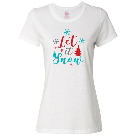 Inktastic Let It Snow, Snowflakes, Trees, Christmas, Xmas Women's T-Shirt