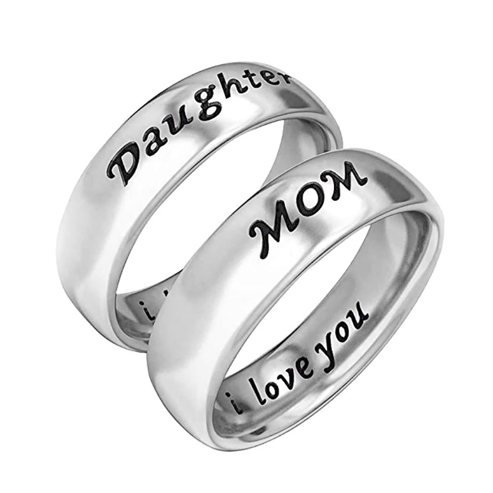 Ladies 'LOVE YOU MOM' Titanium Mom Rings Women Finger Rings Mom Carving Ring
