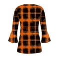 thumbnail image 5 of QQAMB Tunic Tops for Women V-Neck Button 3/4 Sleeve Plaid Printed Loose Dressy Blouse T-Shirts Orange S, 5 of 5