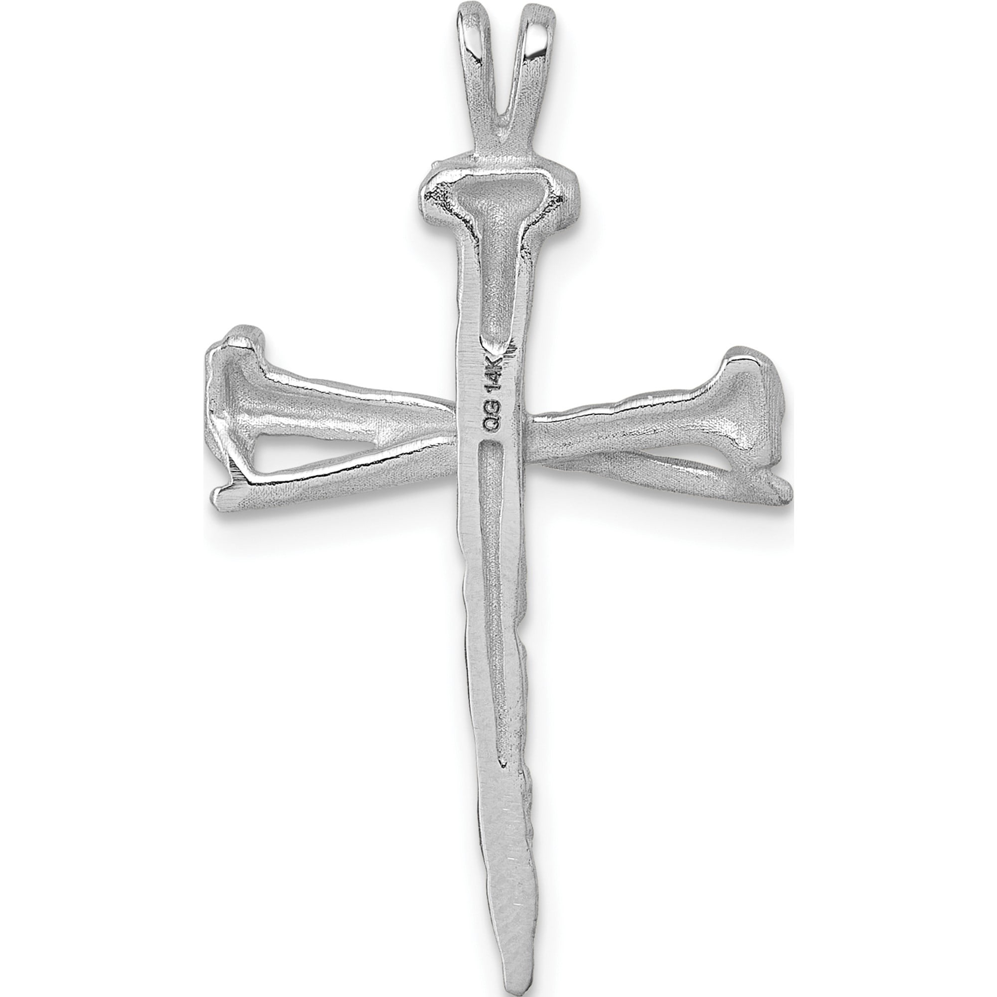 14K White Gold Nail Cross Charm Material Primary - Sculptural Fashionable Radiant Ideal for collectors and jewelry lovers