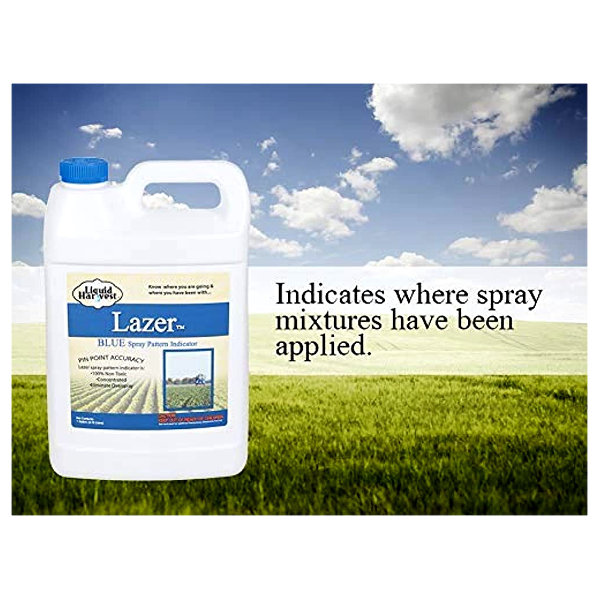 Liquid Harvest Lazer Blue Concentrated Spray Pattern Indicator - 1 Gallon (128 Ounces) - Perfect Weed Spray Dye, Herbicide Dye, Fertilizer Marking Dye, Turf Mark and Blue Herbicide Marker
