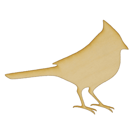 Unfinished Cardinal Wood Cut Out (1/4” Thickness, Small 5" x 4" (Sold in a Package of 10))