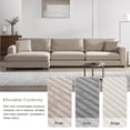 thumbnail image 6 of EUROCO 134" Oversized L Shaped Sectional Sofa Couch, 4 Seat Corduroy Deep Seat Sofa Bed with USB Charging Port, Cup Holder and 50" Chaise, Comfy Indoor Furniture for Living Room, khaki, 6 of 11
