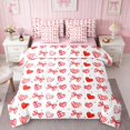thumbnail image 2 of Erosebridal Pink Heart Bow Flower Twin Bedding for Girls, Romantic Girly Sweetheart Stripe Bedding Comforter Set, Pink Reversible 7pcs, 2 of 6