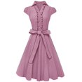 thumbnail image 1 of Peach Couture Robe d'Été 100 % Coton Col à Volants Manches Courtes Longueur Genou Rose Très Grand, 1 of 1