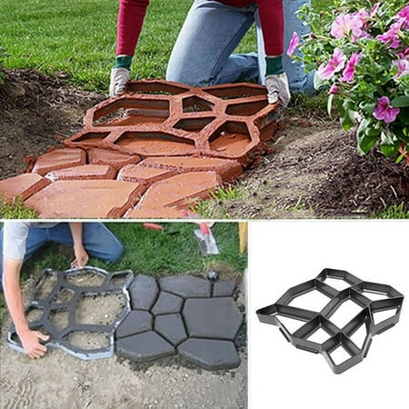 Walk Maker Reusable Concrete Path Maker Molds Stepping Stone Paver Lawn Patio Yard Garden DIY Walkway Pavement Paving Moulds (Best Concrete Mix For Pavers)