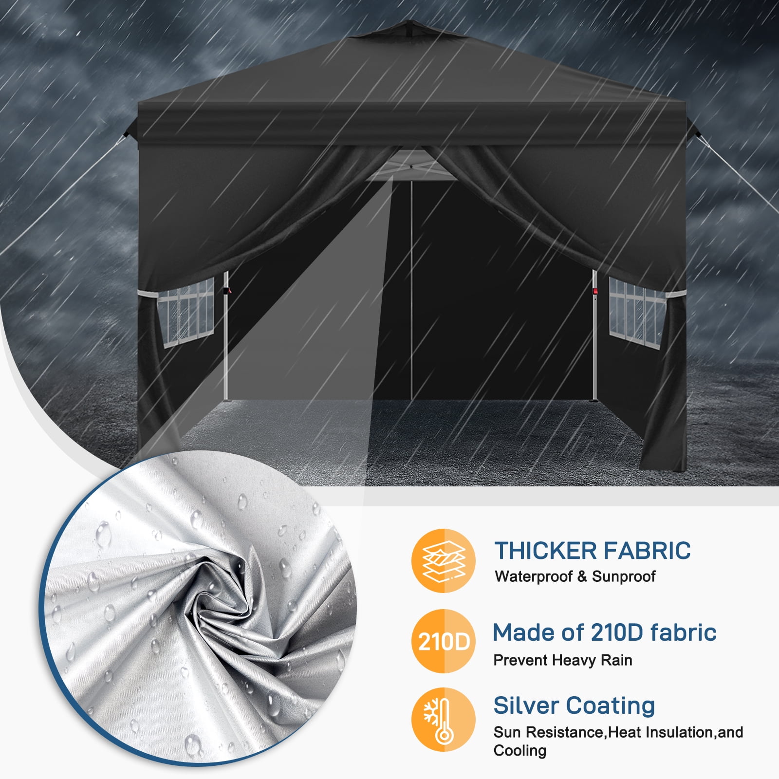 K &K Ktaxon 10'x10' Ez Pop Up Canopy Tent, Black, Outdoor Shelter with
