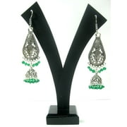 Mogul Ethnic Dangle Earrings Bohemian Oxidized Silver Danglers For Womens