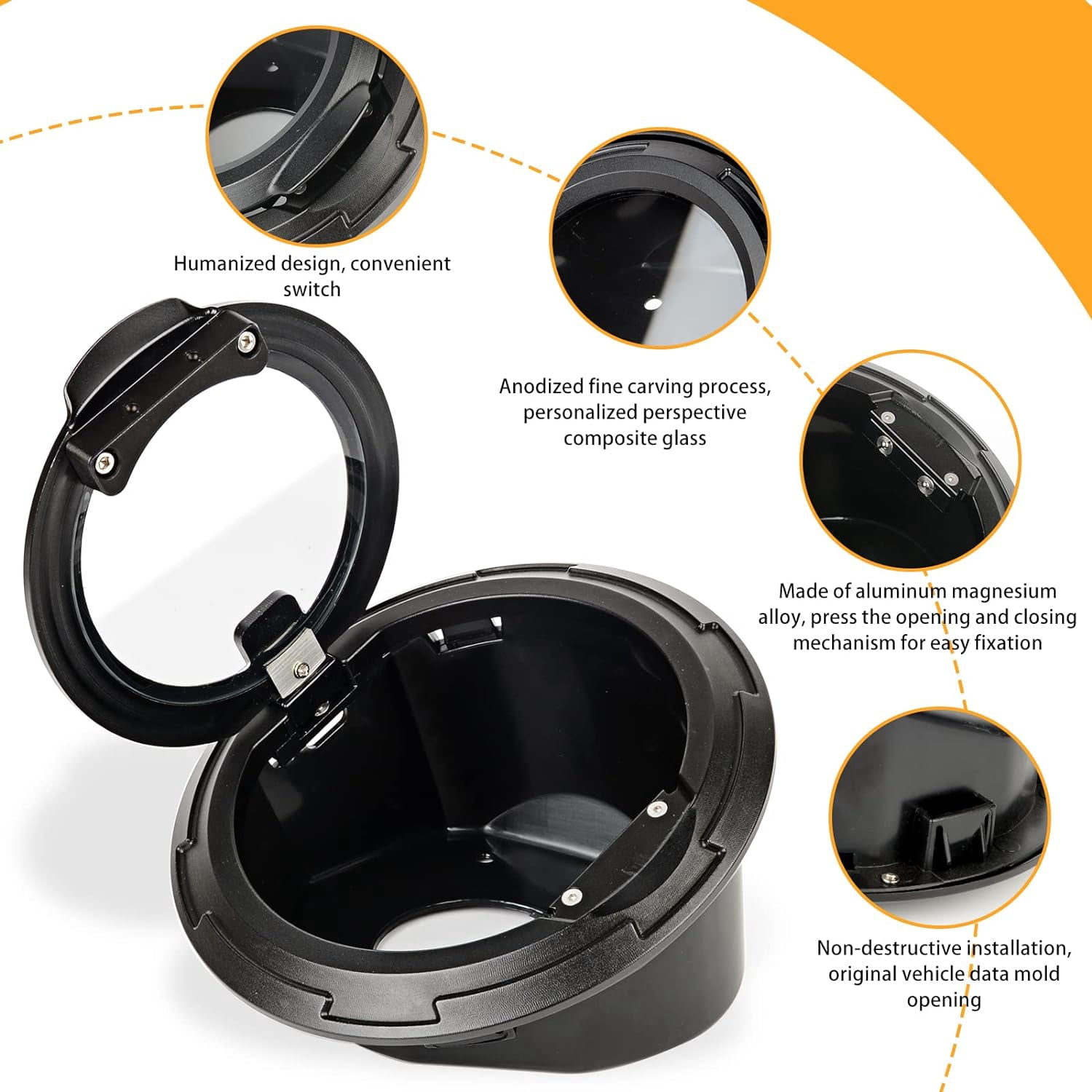 Transparent Gas Tank Cap Cover for 2018-2023 Jeep Wrangler JL 2 Door 4 Door Rubicon Sahara, Aluminum