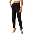 thumbnail image 2 of Lenpel Women's Suit Pants High Waisted Elastic in the Back Fold Pleated Tapered Trousers Dressy Casual Office Pants, 2 of 6