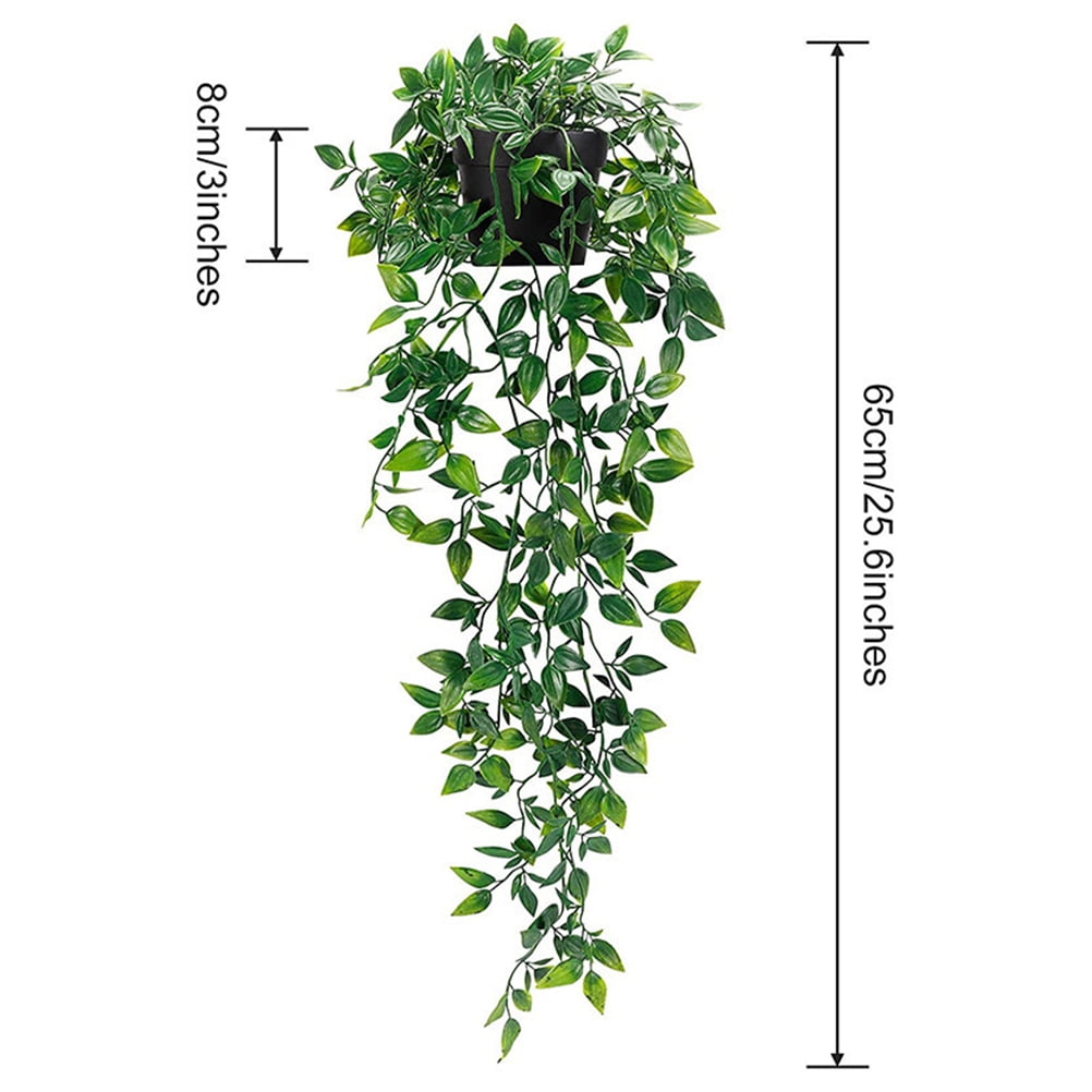Fake Hanging Plants in Pots Artificial mandala Ivy Vine Leaves for Home Kitchen Garden Office Wall Mounted Shelf Decor 2 Pack Looks Full 2.13 Feet Long Green