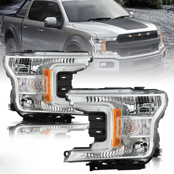 Pair For 2018 2019 2020 Ford F150 F-150 Pickup Truck Halogen Headlights Lamps