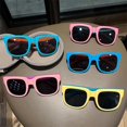 thumbnail image 4 of Trendy Vintage UV 400 Square Frame Shades Foldable Sunglasses Children Eyewear Travel Goggle Kids Sunglasses PINK, 4 of 8