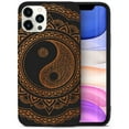 thumbnail image 1 of Case Yard Wooden Case for iPhone-11-Pro Soft TPU Silicone cover Slim Fit Shockproof Wood Protective Phone Cover for Girls Boys Men and Women Supports Wireless Charging Ying Yang Mandala 2 Design, 1 of 7