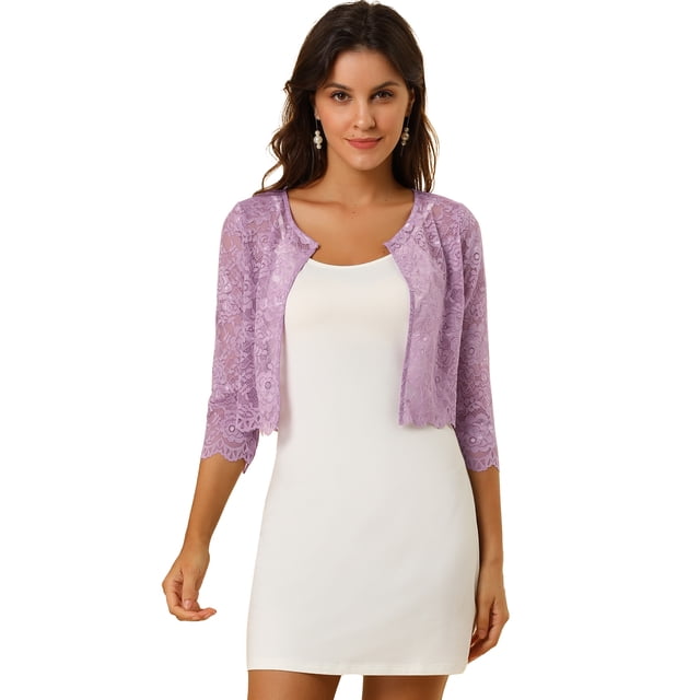 Dde San Patricio Cárdigan Elegante De Bolero De ManLarTop De Encaje Floral Transparente PaMujer PúrpuXL