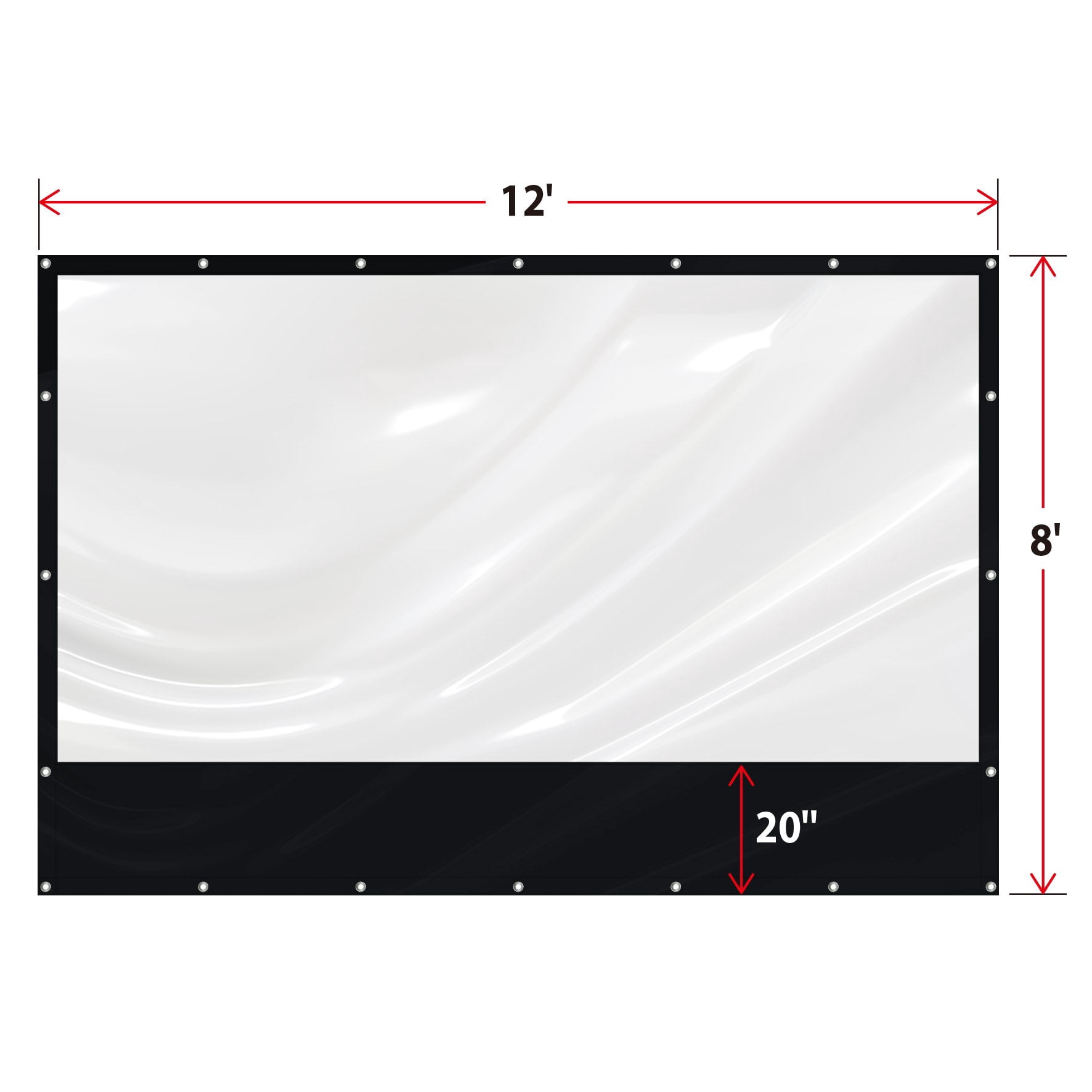 SUNNYOUTDOOR 8x12 ft PVC Vinyl Tarp Clear Sidewall for Straight Leg Splicing Transparent Canopy Tent wall with eyelets 16 Mil (Black)