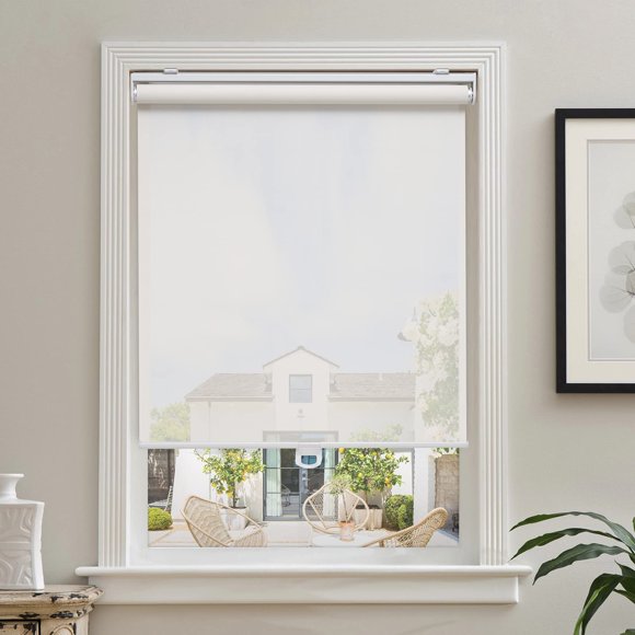 AOSKY Cordless Roller Shades for Windows Light Filtering Shades with 5% Openness Solar Screen Semi Sheer Roller Blinds UV Protect