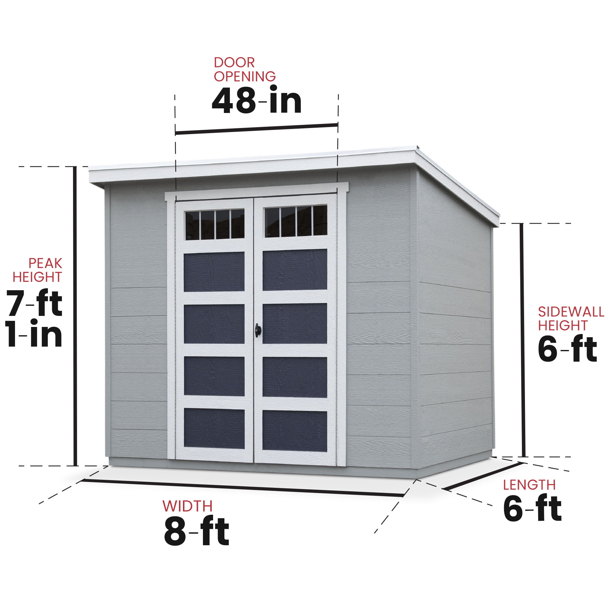 Handy Home Products Highland 8 ft x 6ft Modern Wooden Storage Shed