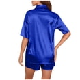 thumbnail image 4 of Antinious Women Solid Satin Short Sleeve Lapel Tops Pants Summer Loungewear Loose Soft Breathable Pajamas Outfit, 4 of 5