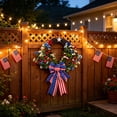 thumbnail image 4 of Patriotic Wreath for Front Door 4th of July Decor with American Flag Red White Blue Flowers Independence Day Memorial Day Veterans Day 17 Inch, 4 of 6