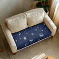 thumbnail image 2 of Renewold Sun Moon Star Navy Blue Stretch Couch Cushion Slipcover Separate Sofa Seat Cushion Cover Soft Loveseat Cushion Cover Washable Furniture Protector with Elastic Bands, M, 2 of 5