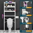 thumbnail image 6 of Over The Toilet Storage Cabinet,4 Tier Bathroom Organizer and Storage With Adjustable Shelf   Pad and Basket Multifunctional Space Saver Freestanding Bathroom Shelves With Dividers White, 6 of 12