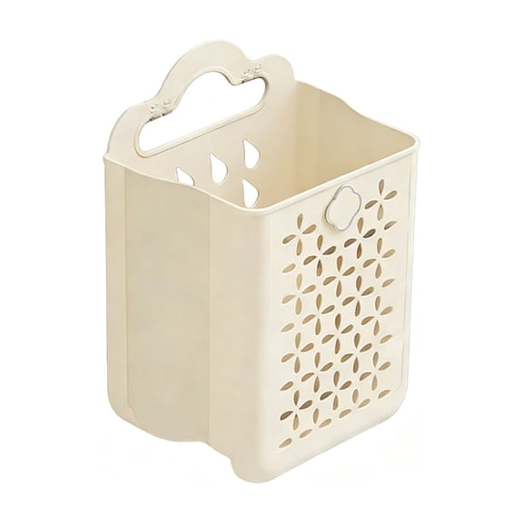Wall Mounted Laundry Basket, Foldable Hanging Laundry Hamper, Large Capacity Dirty Clothes Hamper, Space Saving Storage Bin for Bathroom, Ventilated Laundry Sorter with Handle