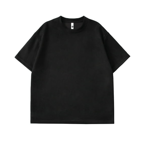 Aimik Hanes Oversized Cotton Solid T Shirts for Men Vintage Streetwear Basic Tees Baggy Hip Hop Unisex Tops Acid Wash Tshirt-Black XXXL