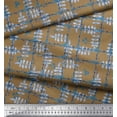 thumbnail image 3 of Soimoi Brown Heavy Satin Fabric Leaves & Floral Check Print Fabric by Yard 54 Inch Wide, 3 of 3