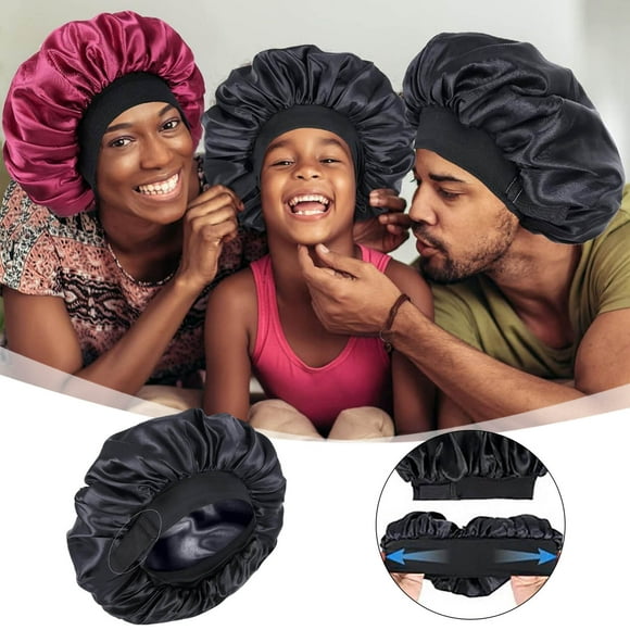 Double Layer Silk Satin Sleep Bonnet Adjustable Hair Protector for Curly Braids and Natural Styles