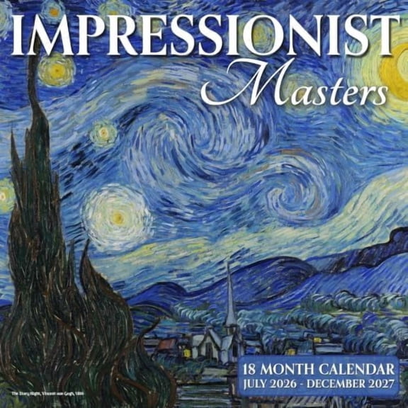 EcoEarth 18-Month Vertical Wall Calendar, Impressionist Masters, 11"x17" Open, 2026 - 2027