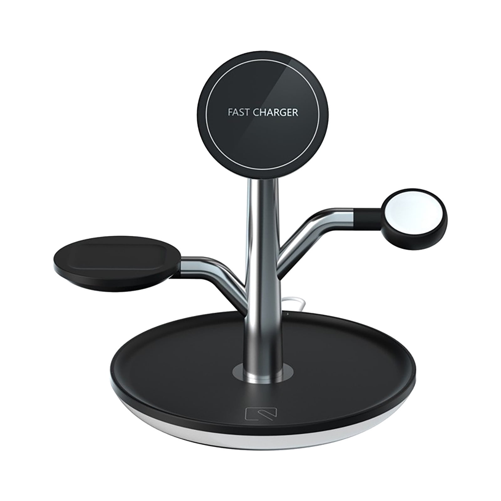 Oggfader Wireless Charger Stand Magnetic Bracket Wireless Charging Tray Suitable For Ios Phone Watch Headphones 3 in 1 Adjust Wireless Charger Black