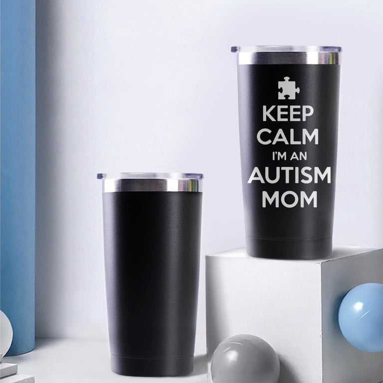 20oz Keep Calm I''m an Autism Mom Tumbler, Skinny Stainless Steel