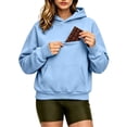 thumbnail image 5 of KHONTS Hidden Pocket Hoodies for Women Basic Classic Pouch Hooded Sweatshirts Casual Plain Baggy Stylish Couple Pullover Tops Sky Blue L, 5 of 7