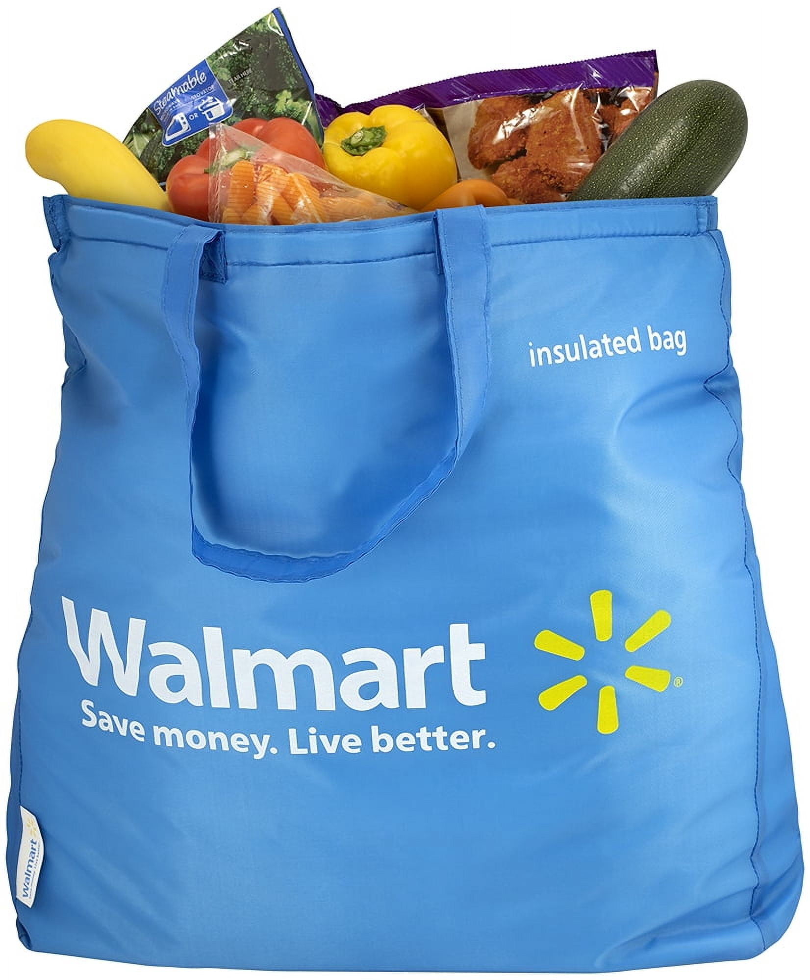 Walmart Reusable Insulated Polyethylene Grocery Bag for Adults, Blue