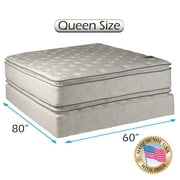 Dream Sleep Hollywood Gentle Plush Eurotop Double-Sided Mattress and Box Spring Set - Orthopedic, Sleep System with Enhanced Cushion Support, Longlasting by Dream Solutions USA (Queen 60"x80"x12")