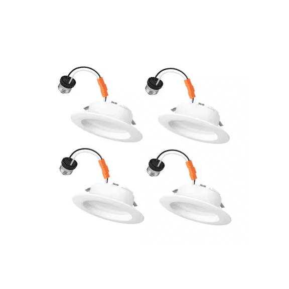 Commercial Electric 4 in. New Construction or Remodel White Dimmable LED Recessed Trim with Adjustable Color Changing Technology (4-Pack)