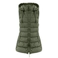 thumbnail image 7 of Dwralegc Women Long Vest Quilted Sleeveless Fall Winter Fashion Hooded Vest Warm Puffy Outwear Solid Color Zip Up Long Vest Outwear with Pockets Army Green 2XL, 7 of 7