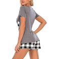 thumbnail image 6 of SMZ Women Plaid Print Two Piece Pajamas Sets, Short Sleeve Round Neck Pullover Tops, 6 of 6